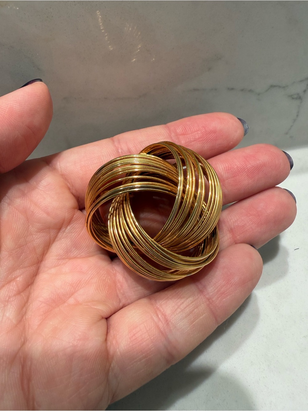 Vintage 1970s Gold Tone Swirl Brooch Made In Austria